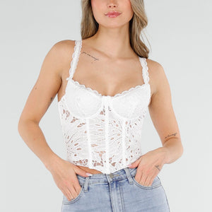 NEW040326 Witte Kanten Korset Top