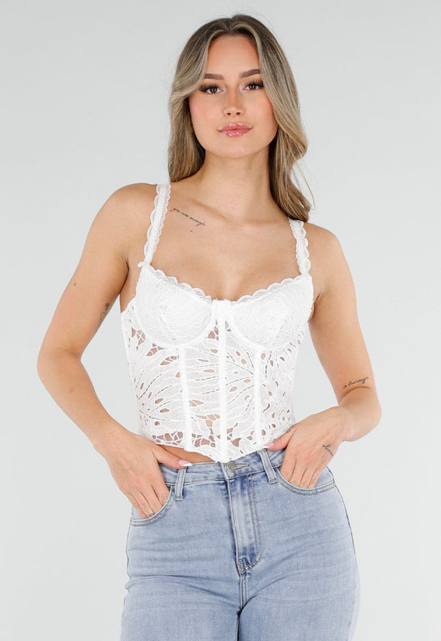 NEW040326 Witte Kanten Korset Top