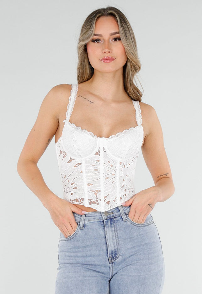 NEW040326 Witte Kanten Korset Top