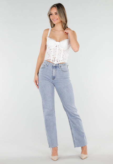 NEW040326 Witte Kanten Korset Top