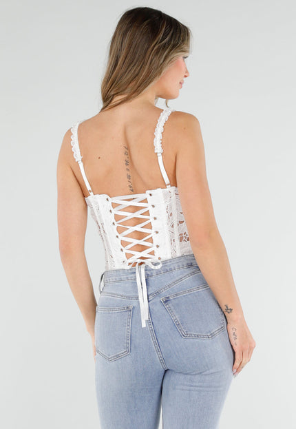 NEW040326 Witte Kanten Korset Top