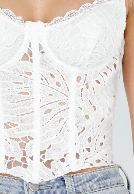 NEW040326 Witte Kanten Korset Top