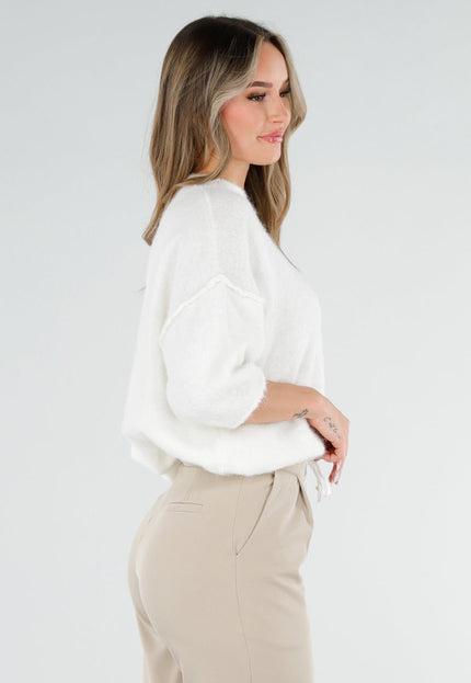 NEW040326 Witte Trui met Halflange Mouwen