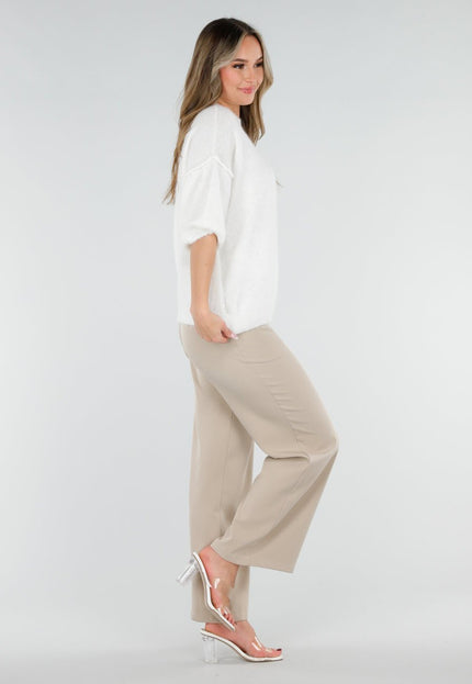 NEW040326 Witte Trui met Halflange Mouwen