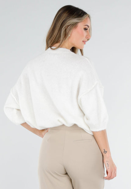 NEW040326 Witte Trui met Halflange Mouwen