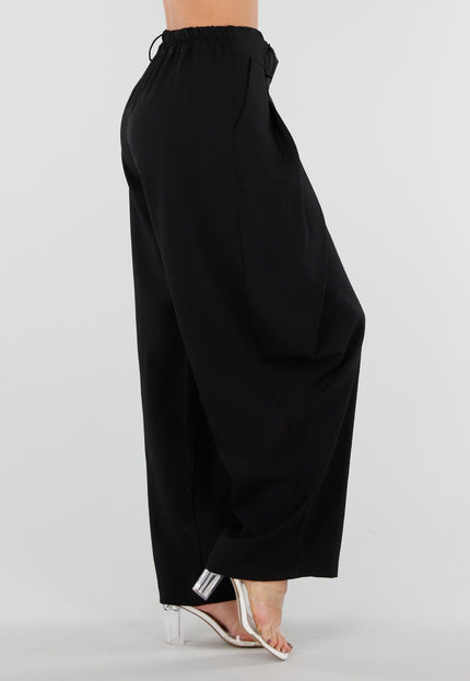 NEW040326 Zwarte Barrel Pantalon met Overslag