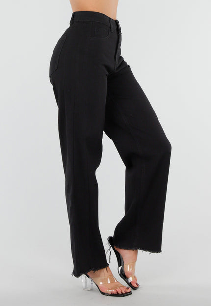 NEW040326 Zwarte Jeans met Rechte Pijpen