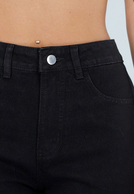NEW040326 Zwarte Jeans met Rechte Pijpen