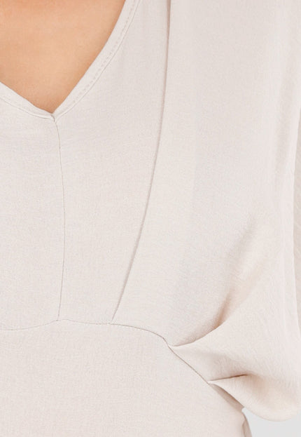 NEW040625 Beige Jumpsuit met Wijde Pijpen en Zakken