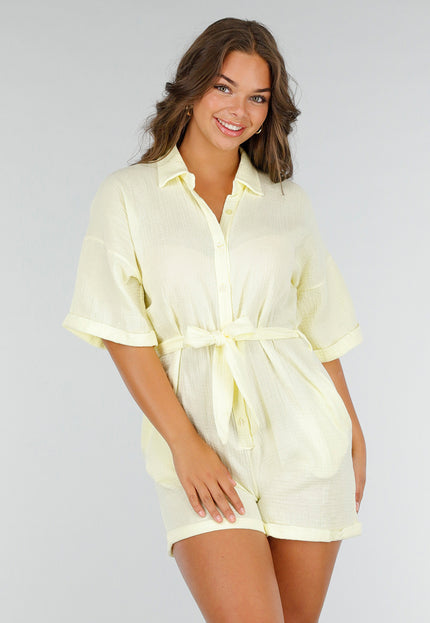 NEW040625 Botergele Playsuit met Zakken