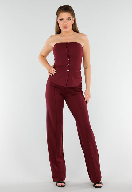 NEW040625 Burgendy Strapless Bustiertop