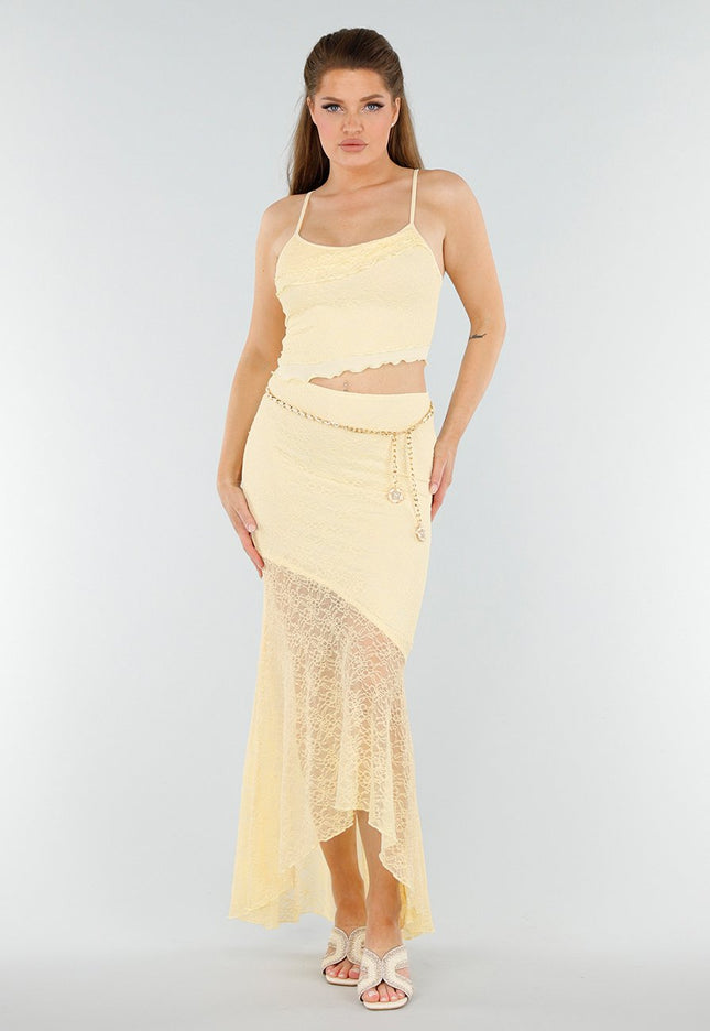 NEW040625 Butter Yellow Set met Kant