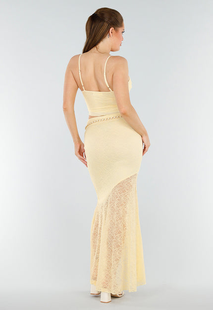 NEW040625 Butter Yellow Set met Kant