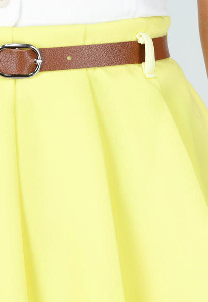 NEW040625 Butter Yellow Skort met Riem