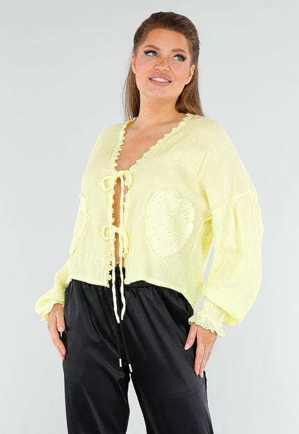 NEW040625 Butter Yellow Top met Hartzakken