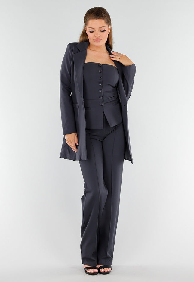 NEW040625 Donkergrijze Strapless Top