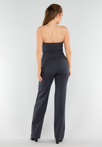 NEW040625 Donkergrijze Strapless Top