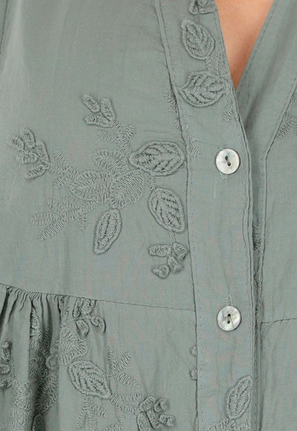 NEW040625 Groene Jurk met Knoopsluiting en Volant