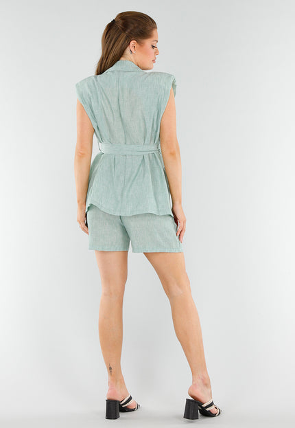 NEW040625 Groene Set met Short, Stretch en Ceintuur