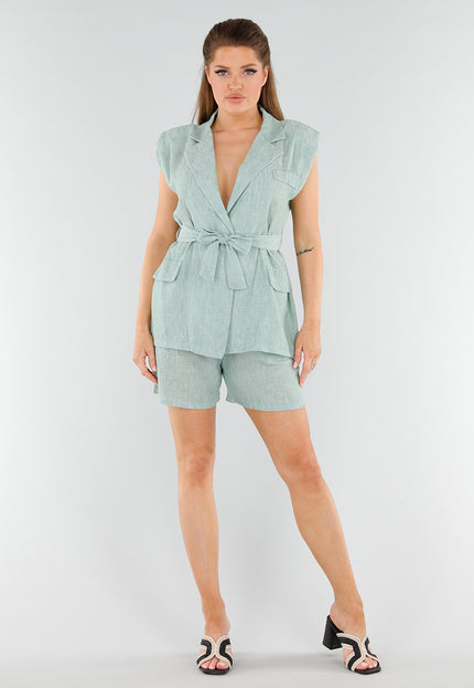 NEW040625 Groene Set met Short, Stretch en Ceintuur