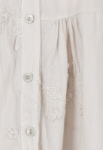 NEW040625 Katoenen Jurk Beige met Borduursels