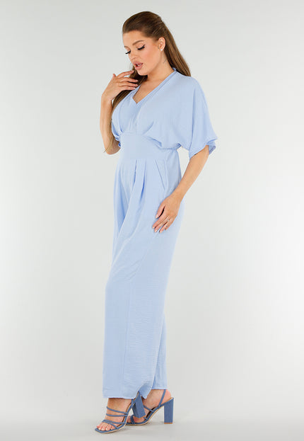 NEW040625 Lichtblauwe Getailleerde Jumpsuit