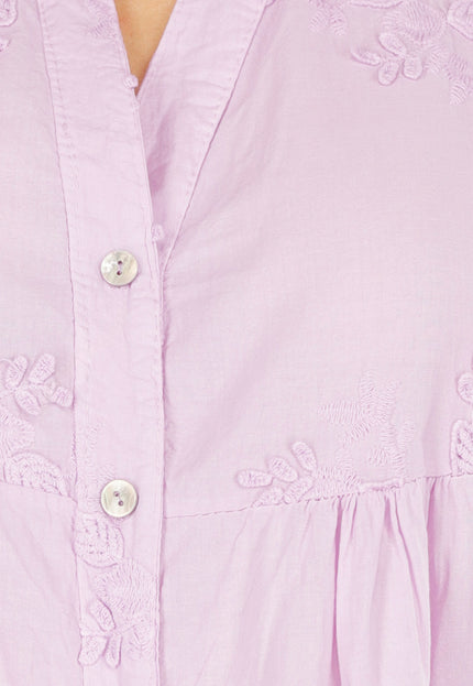 NEW040625 Lichtpaarse Jurk met Borduursels en Knopen