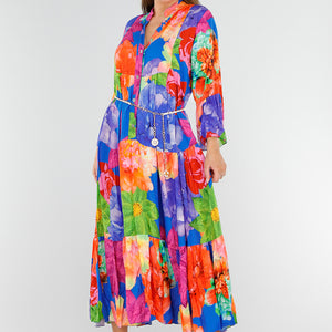 SALESELECTIE Maxi Jurk met Grote Bloemenprint