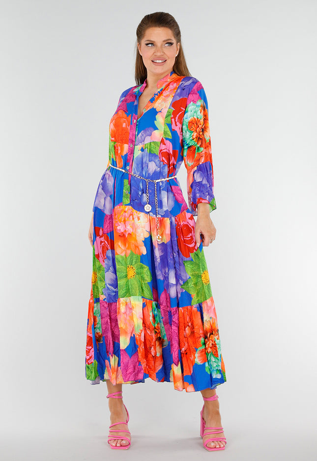 NEW040625 Maxi Jurk met Grote Bloemenprint