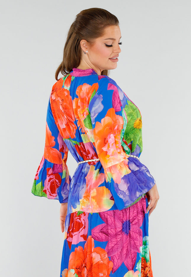 NEW040625 Maxi Jurk met Grote Bloemenprint