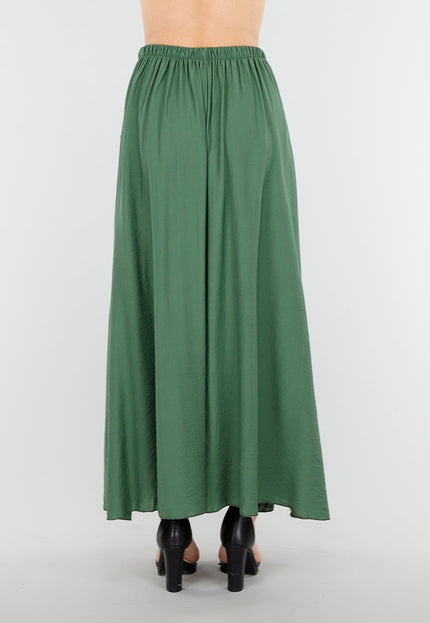 NEW040625 Mosgroene Maxi Rok met Zakken