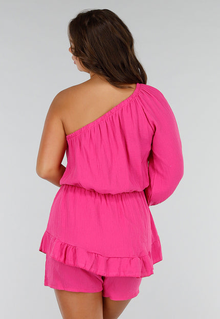 SALESELECTIE Playsuit in Fuchsia met Één Mouw