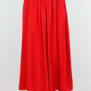 NEW040625 Rode Linnenlook Maxi Rok met Zakken