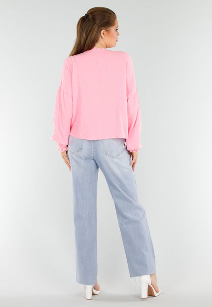 NEW040625 Roze Blouse met Hartvormige Zakken