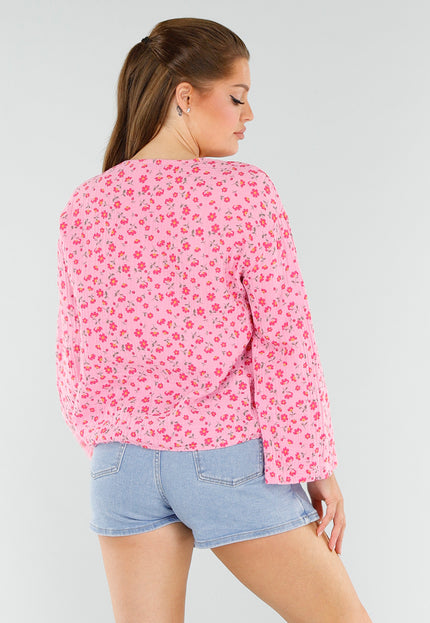 NEW040625 Roze Top met Bloemen en Strik