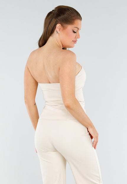 NEW040625 Strapless Beige Blazertop