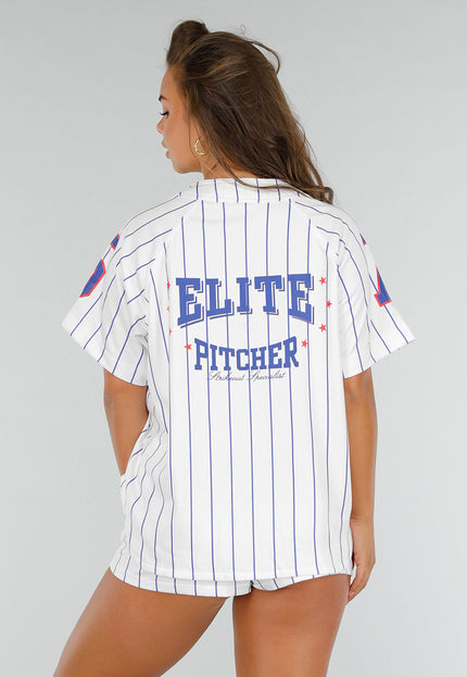 NEW040625 Stretchset Wit met Streep en Sportprint