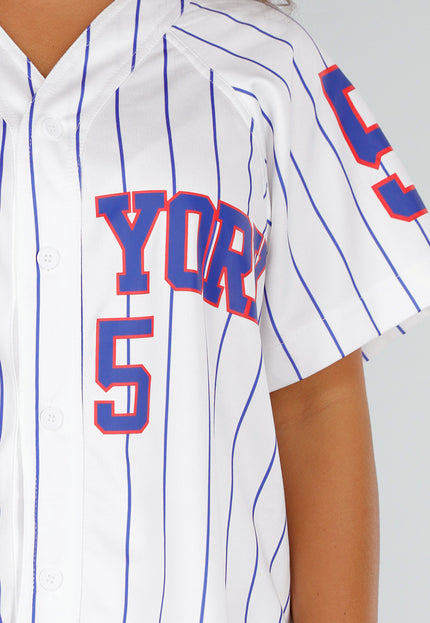 NEW040625 Stretchset Wit met Streep en Sportprint