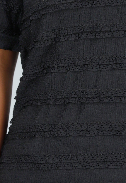 NEW040625 Two Piece Zwart met Ruches en V-hals