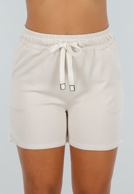 NEW040625 Zandkleurige Set met Shirt en Elastische Short