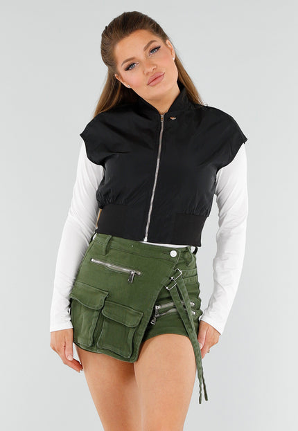 NEW040625 Zwarte Cropped Bodywarmer