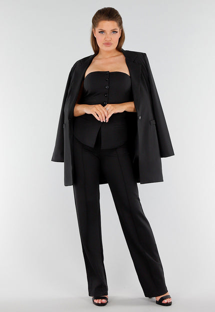 NEW040625 Zwarte Getailleerde Bustiertop