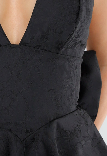 Zwarte Halterjurk met Strik