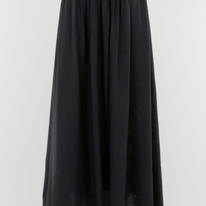 NEW040625 Zwarte Linnenlook Maxi Rok met Zakken