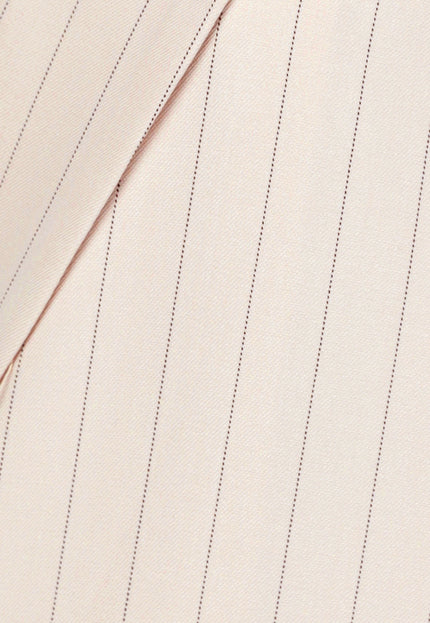 NEW0409 Beige Halflange Blazer met Streepjes Patroon