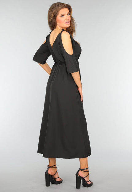 NEW0409 Zwarte Lange Jurk met Open Schouders