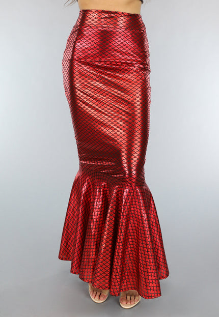 KOSTUUM Metallic Zeemeermin Rok in Rood