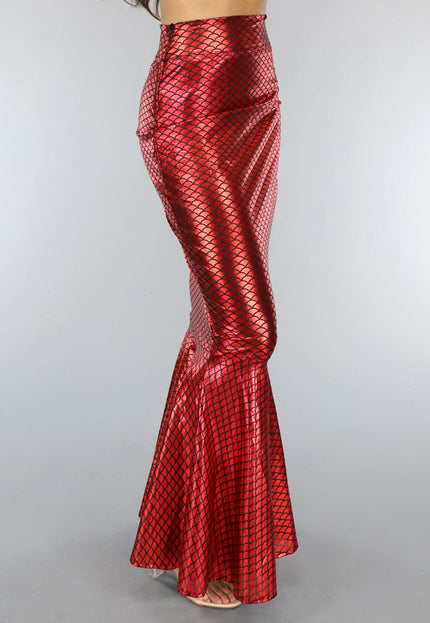 KOSTUUM Metallic Zeemeermin Rok in Rood