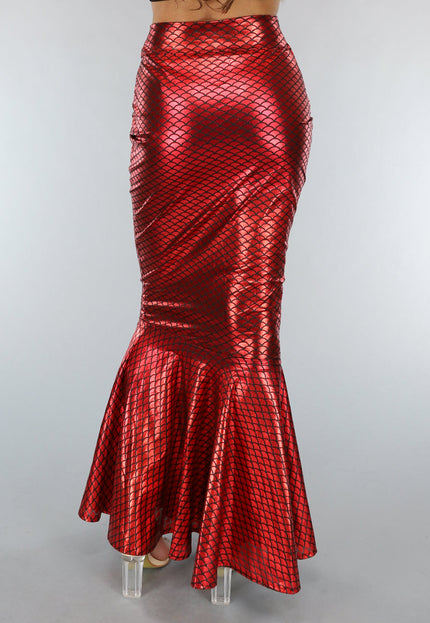 KOSTUUM Metallic Zeemeermin Rok in Rood