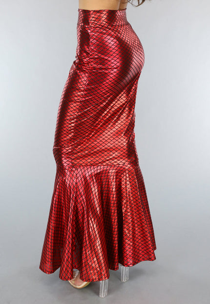 KOSTUUM Metallic Zeemeermin Rok in Rood